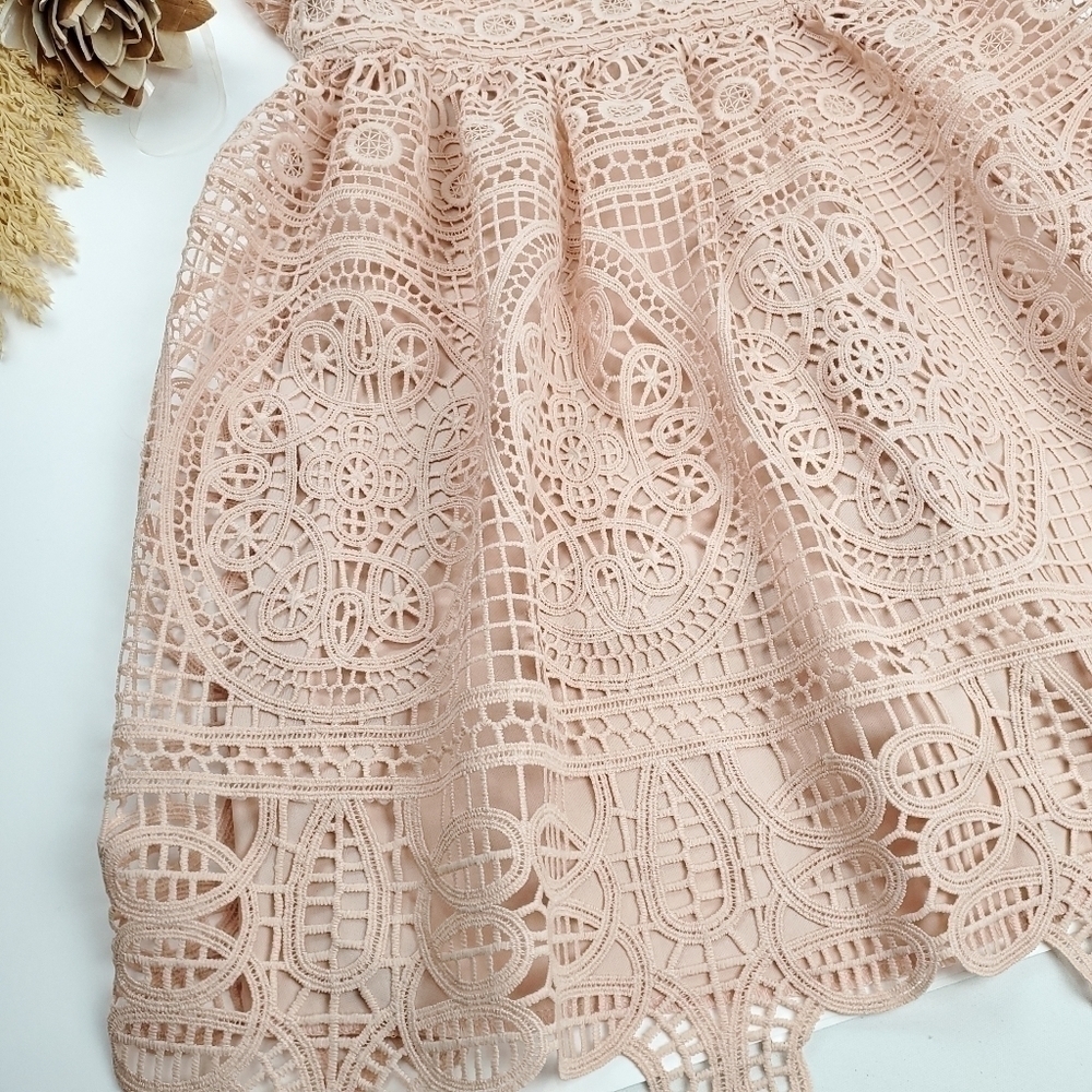 New Francesca Miami Pink Eylet Embroidered Dress M - Picture 12 of 14